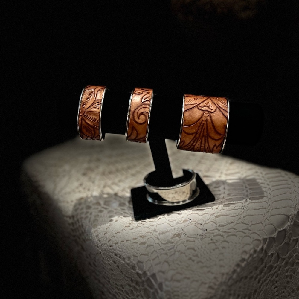 Handmade vintage leather cuff bracelets